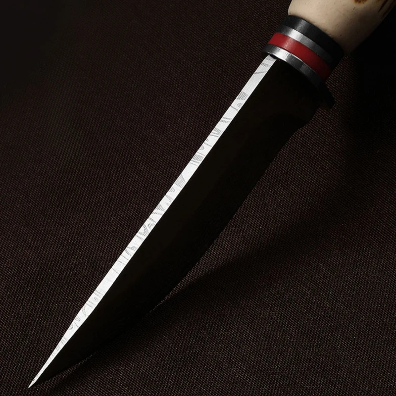 Cuchillo para cortar carne de acero damasco, cuchillo de cocina multifuncional de estilo primitivo, cuchillo afilado para deshuesar para carne, fruta y más