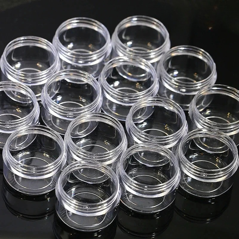 50/20/10 stk. 2-5g klare cremekrukker, mini kosmetikflasker, beholdere, gennemsigtig krukke til neglekunst, lille klar dåse, dåse til balsam: Himmelblå / 5ml