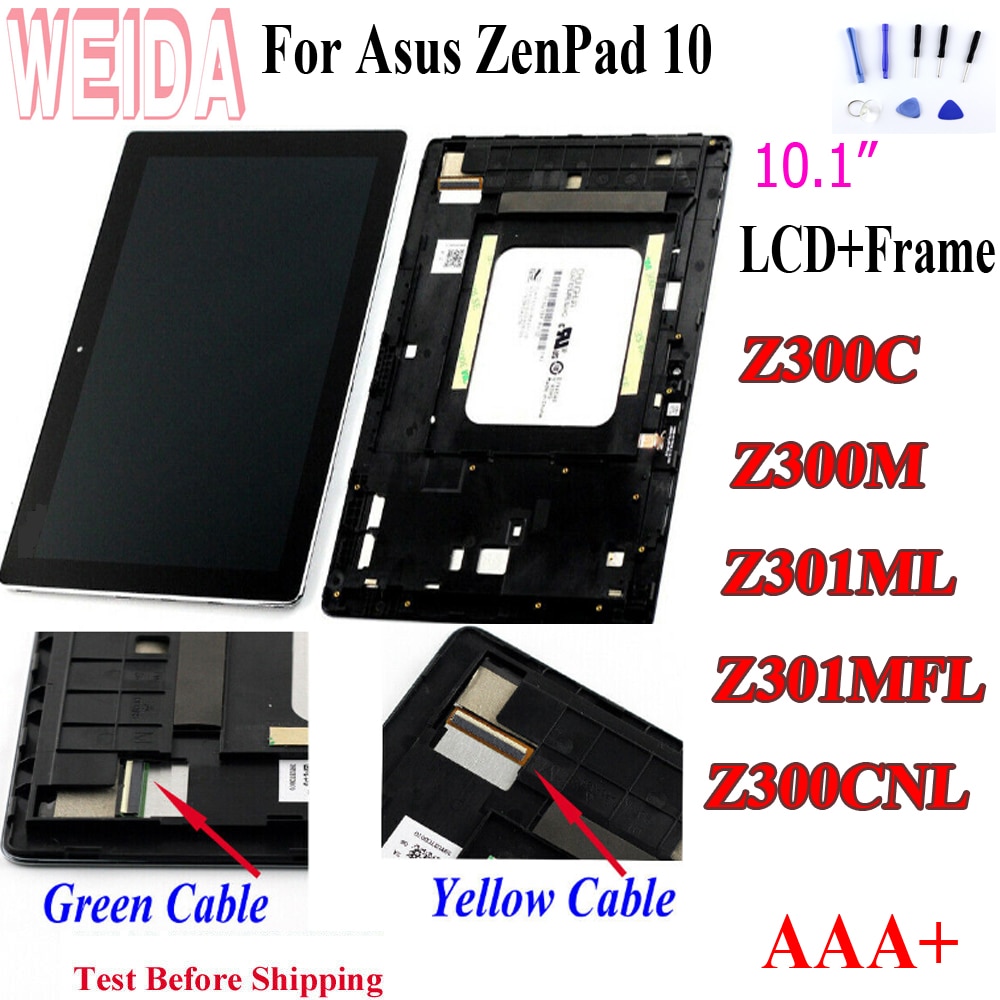 Weida per Asus Zenpad 10 Z300M Z301ML Z301MFL Z300CNL 1280*800 Lcd Display Touch Assemblea di Schermo con Cornice per asus Z300C Lcd