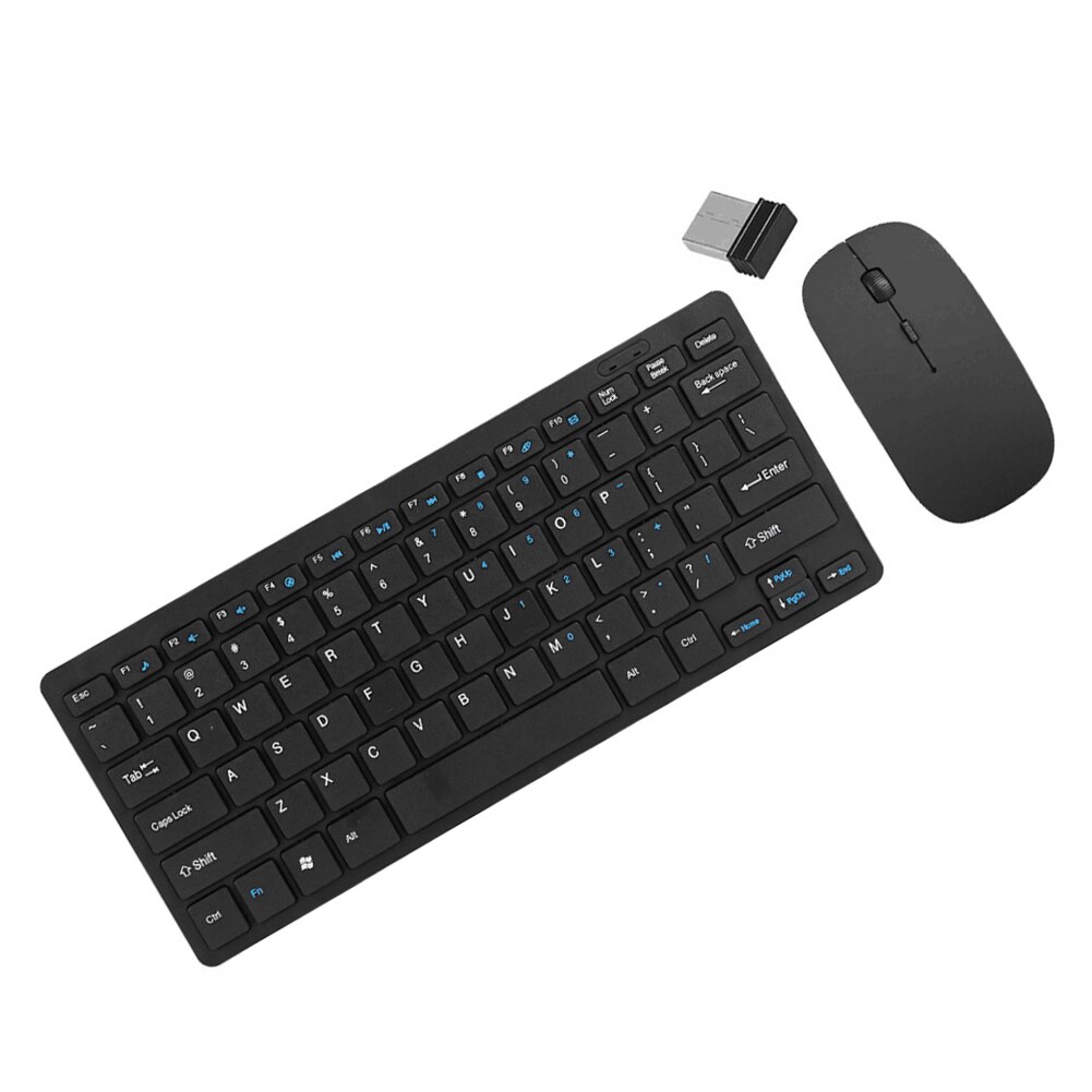 Keyboard Mouse Combos Wireless 2.4GHz 77 Keys Keyboard Silent Optical Office Mouse Combo for Laptop PC Black