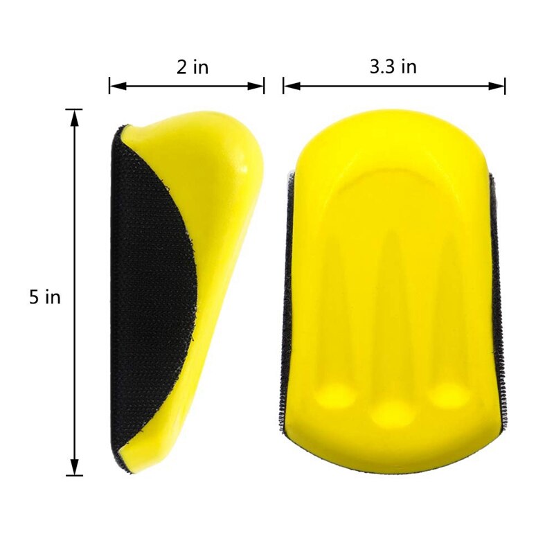 Schuurblok, klittenband, 123 mm, handschuurblok, schuurblok met 20 vellen, 125 mm, rond schuurpapier voor doe-het-zelvers, restauratie van houten meubels, 2 stuks