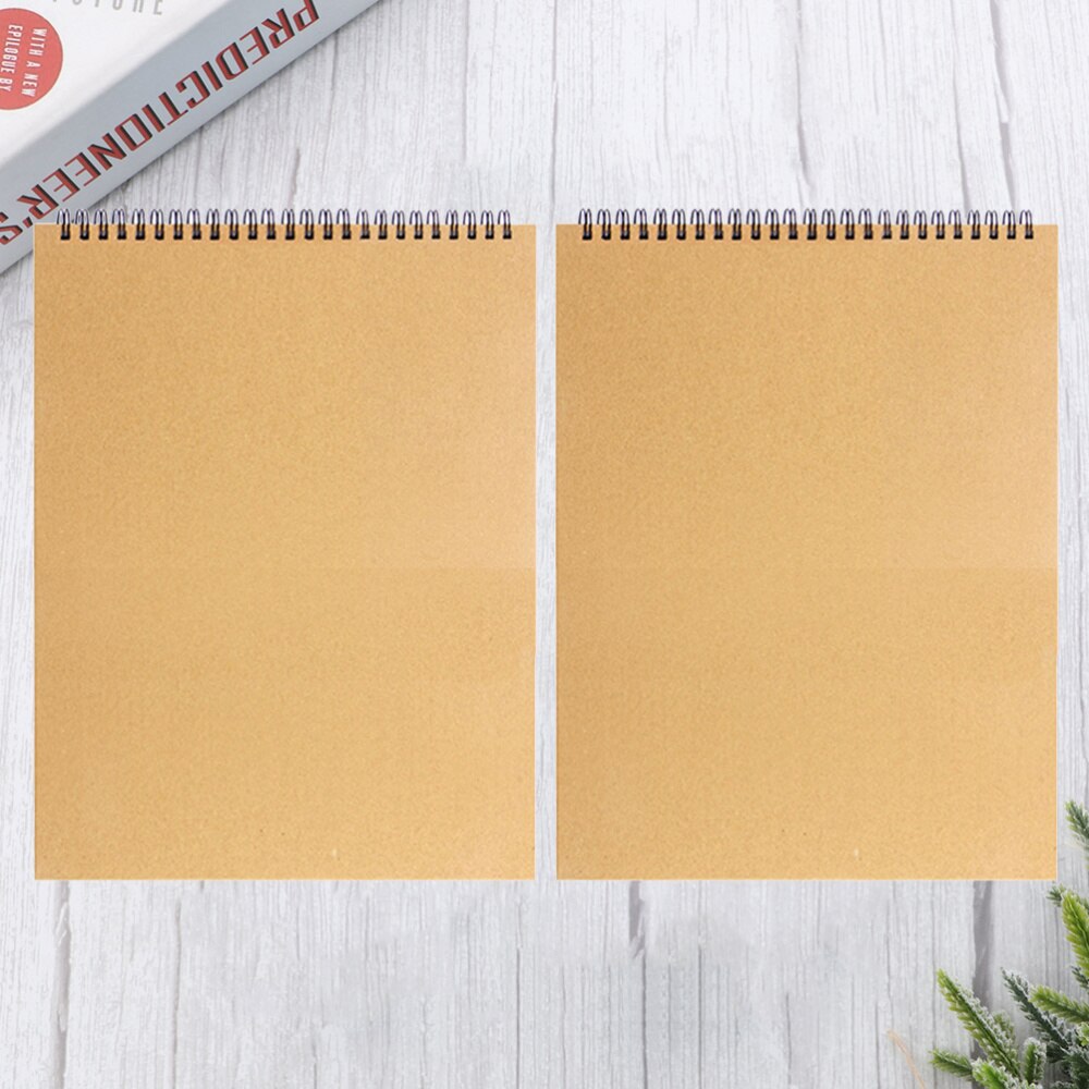 2Pcs Portable Hand Drawing Notebook Kraft Paper Drawing Paper Blank Drawing Paper Practical Watercolour Notebook for Kids Artist