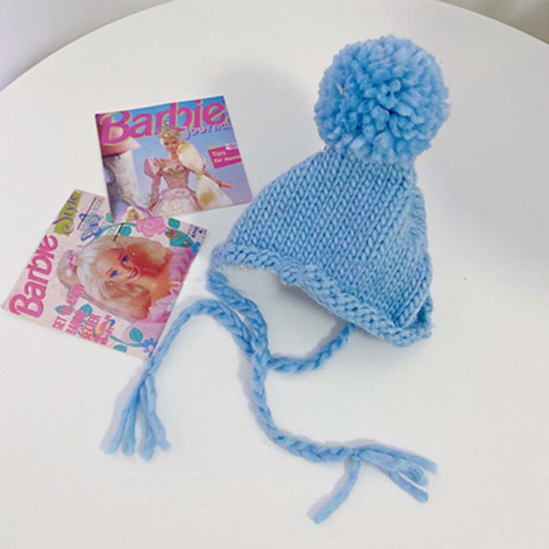 Ins Effen Kleur Pet Gebreide Muts Schattige Haarbal Warm Hond Hoed Hoofddeksel Kat En Hond Accessoires Bichon Teddy Houden warm Puppy Hoed: Blauw / S