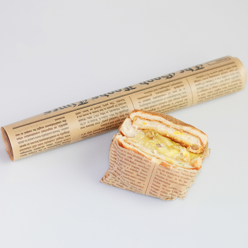 Accesorios de comida de periódico inglés Retro para hornear cocina papel de grasa de alimentaria pan sándwich hamburguesa patatas fritas envoltorios galletas