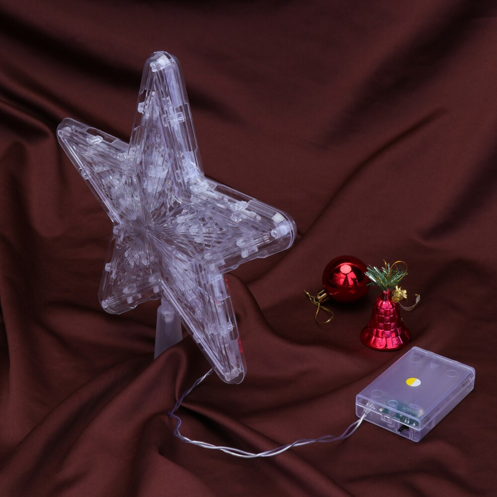 LED Christmas Tree Topper Glowing Treetop Star Lights Home Decor Party Supplies (Warm White 30LEDs)