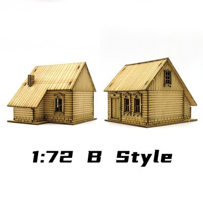 1: 72 World War II European Architecture Rural Farm Scene Wooden Assembly Model Decoration Handmade: B