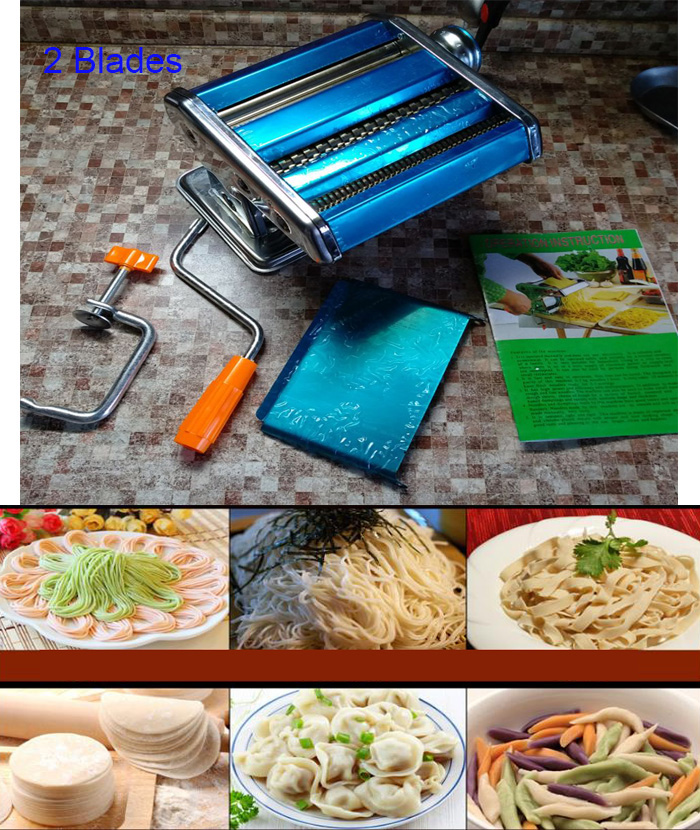 Multifunctional Household Stainless Steel 2/3 Blades kitchen Pasta Making Machine Manual Noodle Maker Pasta Cutter Spaghetti
