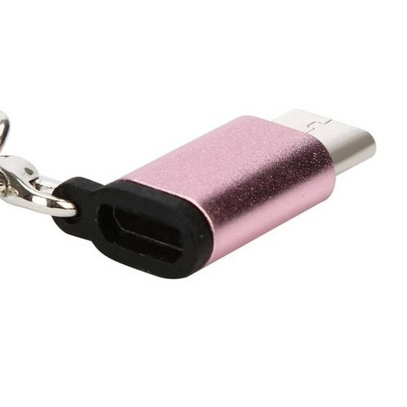 USB-C Naar Micro Usb Adapter Opladen Anti-Verloren Sleutelhanger Usb Type-C Om Micro Usb Convert Connector Snelle data Transfer: Rose Gold