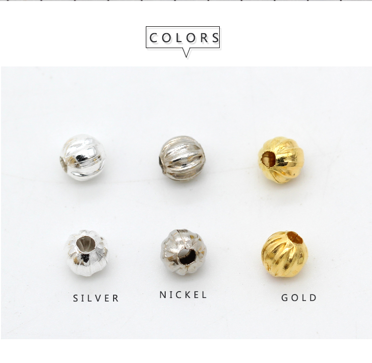 100p 3/5mm carved Round ball Loose spacer beads seed beads For bracelet DIY necklace jewelry making accessories supply