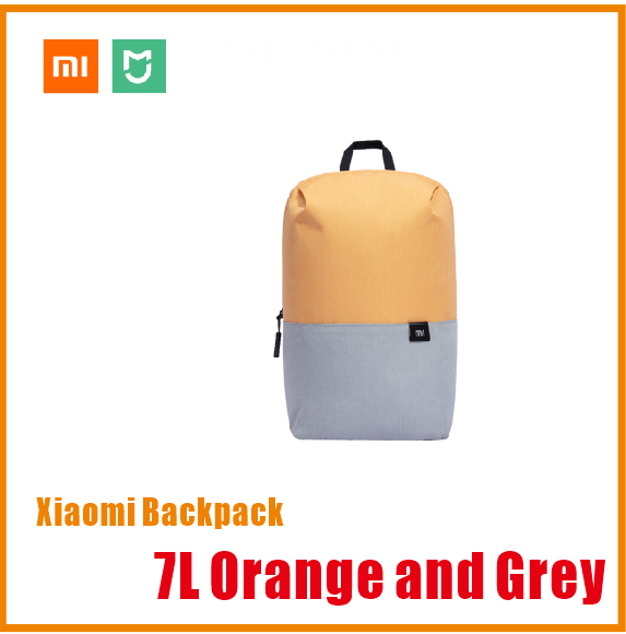 Xiaomi Colorful Mini Backpack Bag 8 Colors Level 4 Water Repellent 10L Capacity 165g Weight YKK Zip Outdoor Smart Life: 7L Orange and Grey