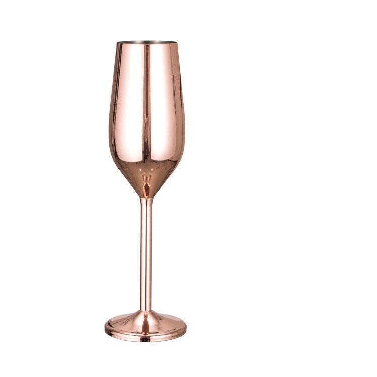 200ML Stainless Steel Cocktail Glass Unbreakable Champagne Flutes Glass Red Wine Cup for Wedding Parties: Rose