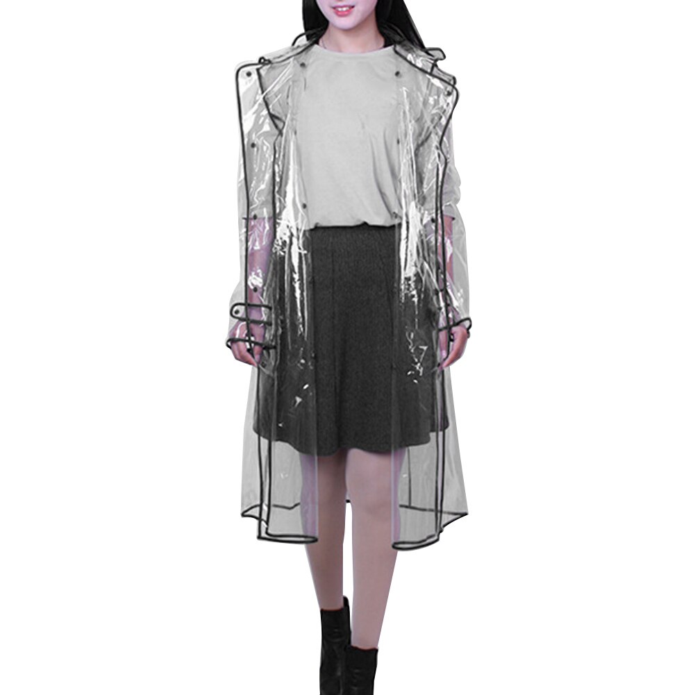 Femmes imperméable Transparent ceinturé veste imperméable clair pluie manteau à capuche poncho produits ménagers: Default Title