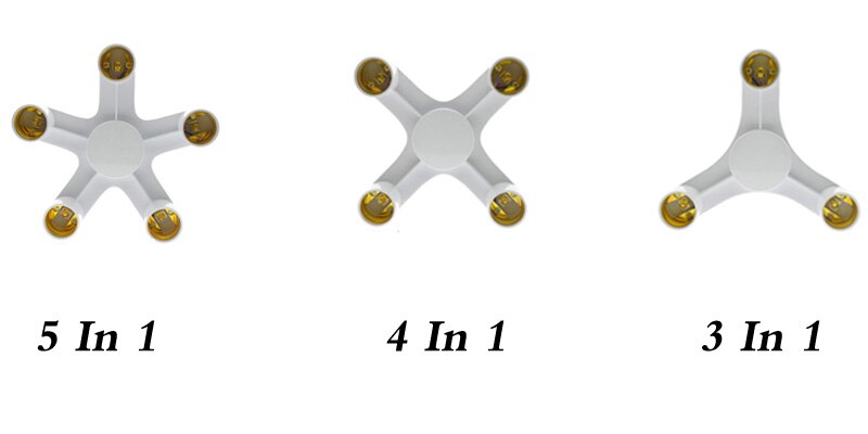 1 to 3/4/5/Lamp Holder Bulb Holder Dual Double E27 Socket Base Extend Splitter Plug Halogen Light Lamp Copper Contact Adapter