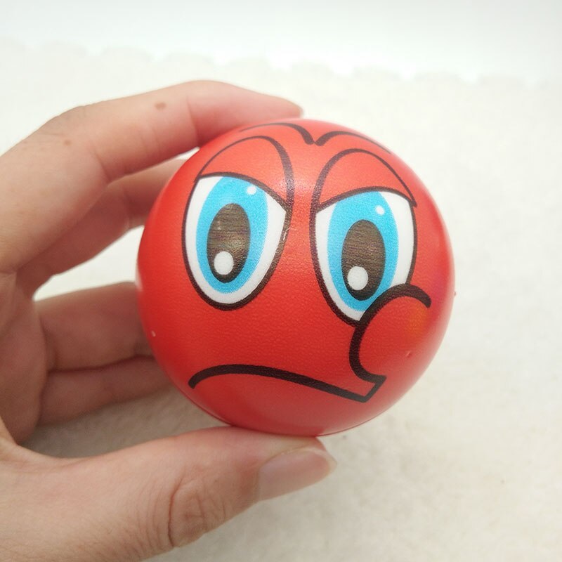 Antistress bold relief tegneserie smiley ansigt pu skum bolde anti stress legetøj til børn drenge piger 63mm 6 stk.