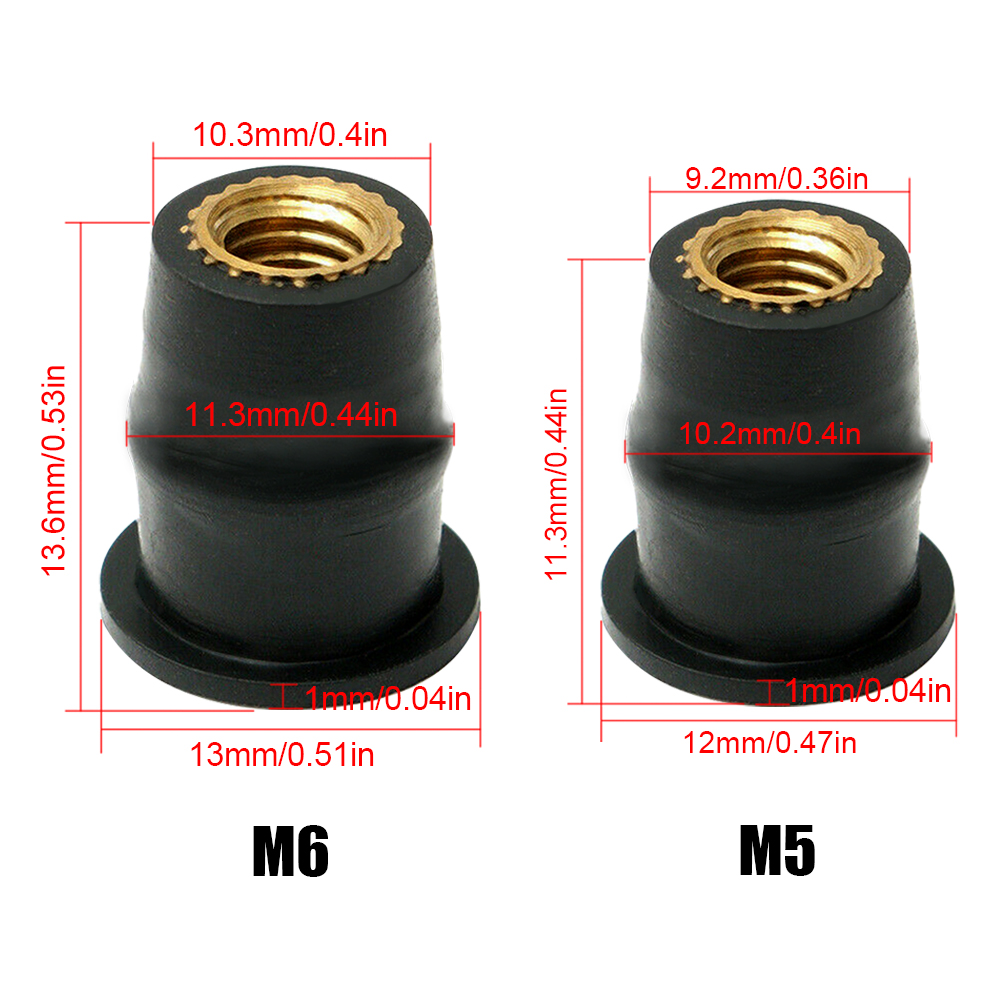 10 pz/impostato M5 5mm gomma metrica ben dadi moto parabrezza carenatura cappuccio per Honda Suzuki auto moto fuoristrada