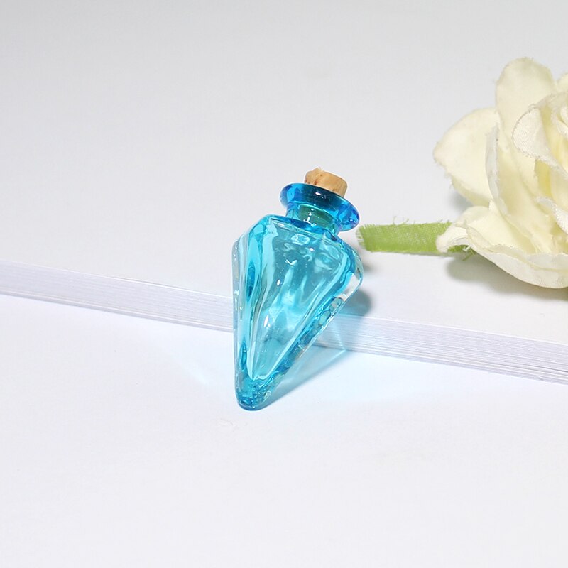 2PCS Klarglas flasche mit kork Kegel flasche anhänger Schnaps Flasche mit kork Glasflasche anhänger: Cone-Light Blue