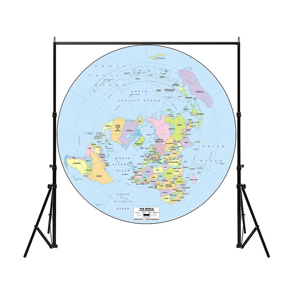 Mappa del mondo convenzionale rotonda 90x90cm non tessuto non odore mappa non sbiadita per l'educazione culturale