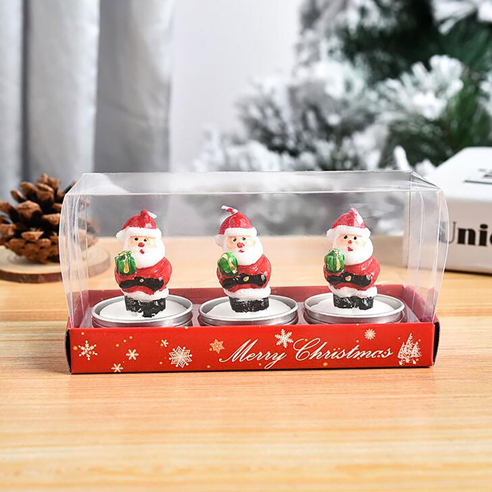 3Pcs/Set Christmas Candles Santa House Snowman Christmas Tree Paraffin Candles Wedding Party Candles Decor Light #3: D