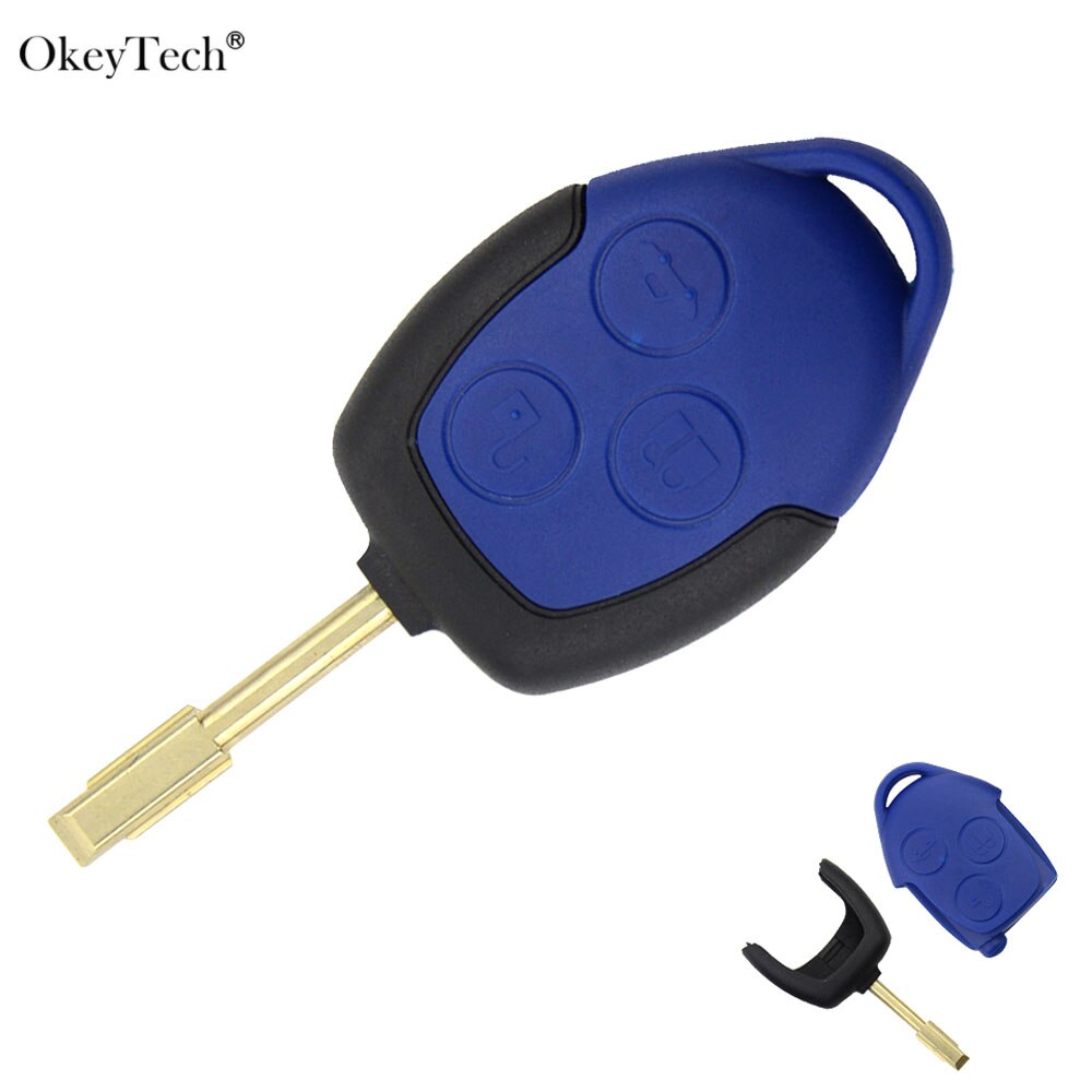 Okeytech 1 kpl/erä 3 painikkeen vaihto transit liitä kauko-avain kuorikotelo sininen muotoilu kansi ford transitille