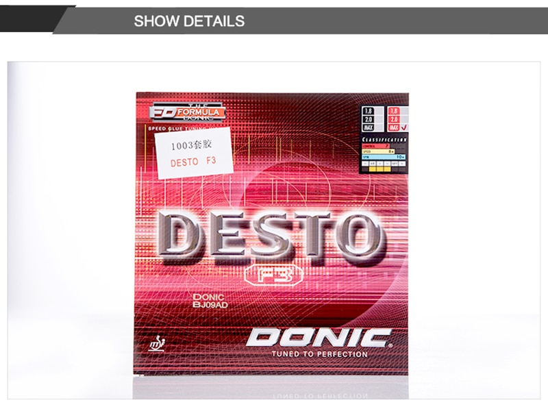DONIC-tenis de mesa con esponja de ping pong, tenis de mesa, Control de granos de ataque rápido, F3