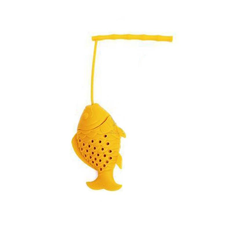 Køkkenudstyr te infuser te si giftfri 1 stk tekande tilbehør fiskeformet silikone tepose: Gul
