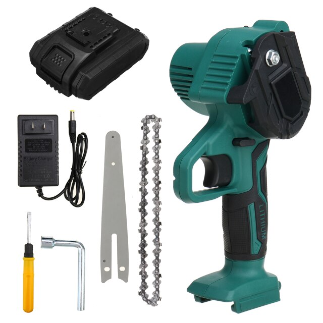 6 Inch 1200W Elektrische Kettingzaag Snoeien Kettingzaag Cordless Tuin Boom Logging Trimmen Zag Houtbewerking Cutter Tool Kits: 1pcs battery