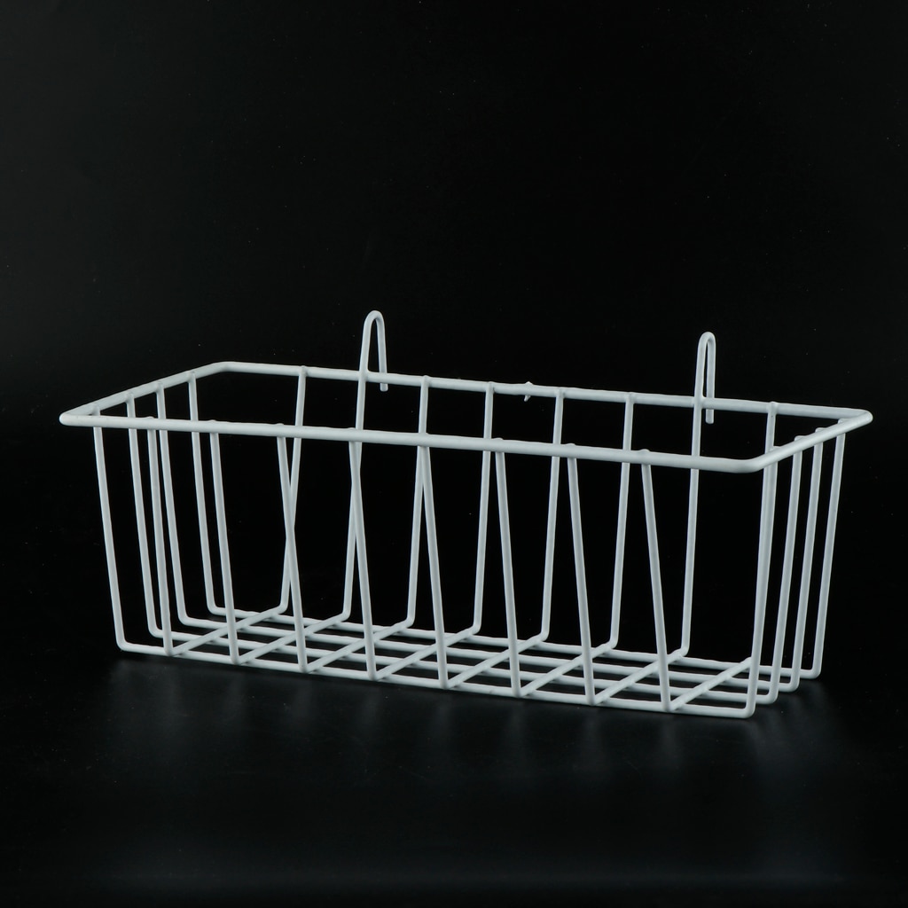 Gallerkorg trådkorg med hängkrok, väggmonterad organisator för gallerpanel, trådförvaringshylla -23 x 10 x 8cm -  vit
