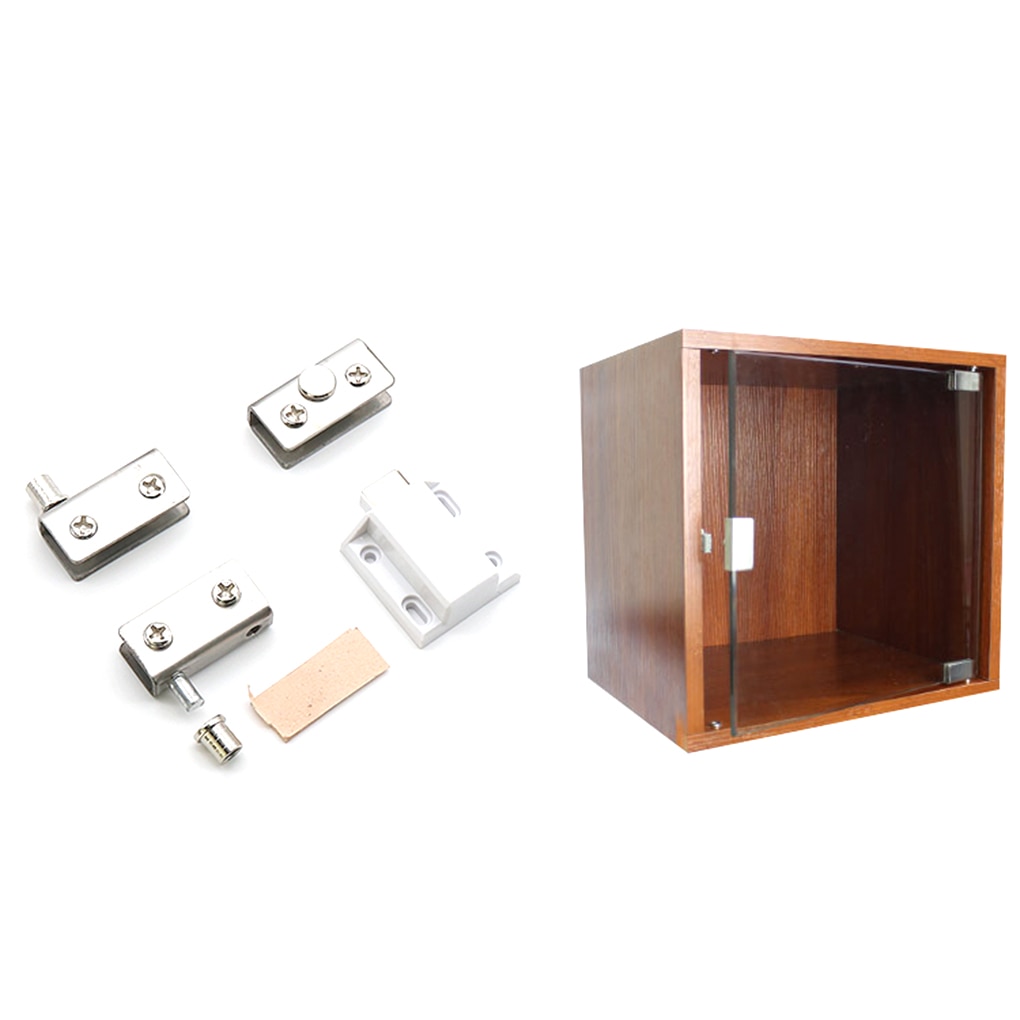 Stainless Steel Glass Cabinet Door Hinge Clip Glass Pivot Hinge Set Display Cabinet Cabinet Clip Furniture Hardware Accessories