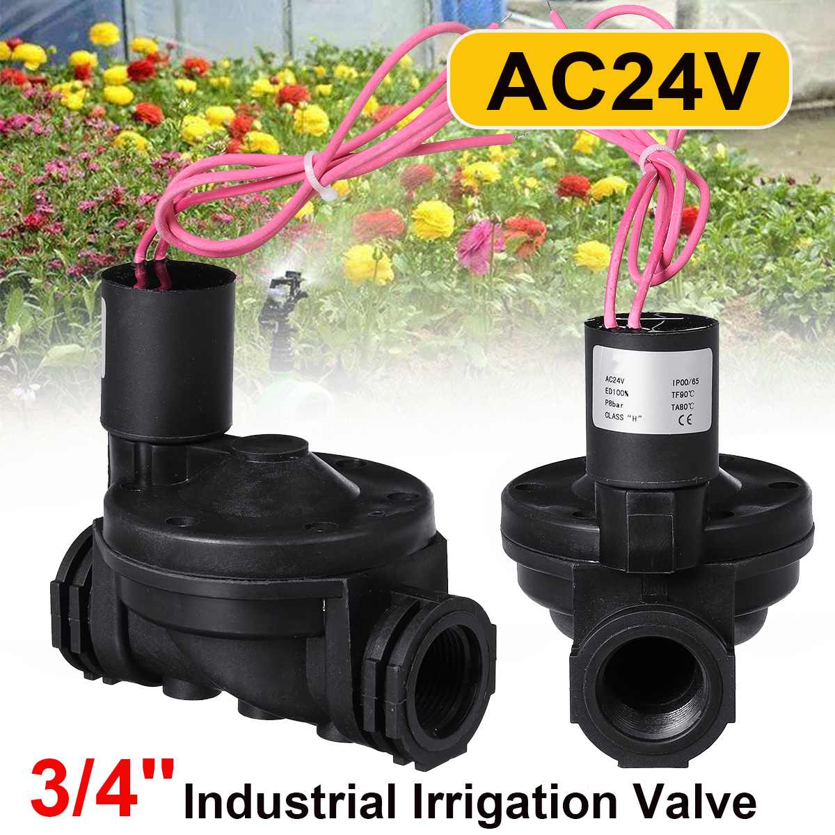 3/4" Industrial Irrigation Valve 12V/24V AC Solenoid Valve Agriculture Irrigation Plumbing Garden Controller Yard Water Timer: 24V 3 Quater Inch