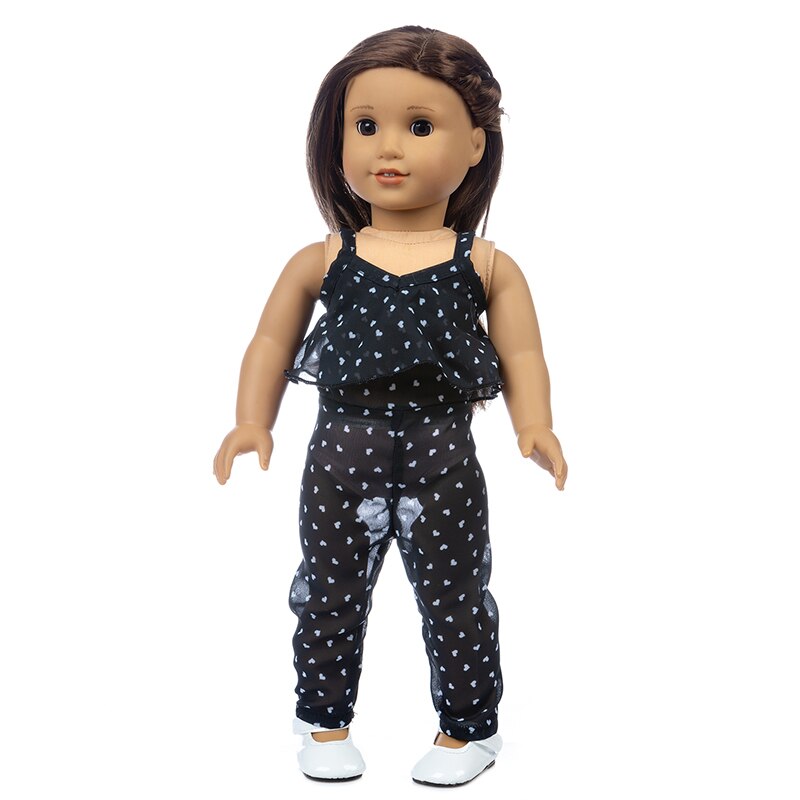 Ajustement 18 pouces 43cm né bébé américain poupée vêtements fille poupée couleur jaune pyjama jarretelle costume accessoires pour bébé: q-117