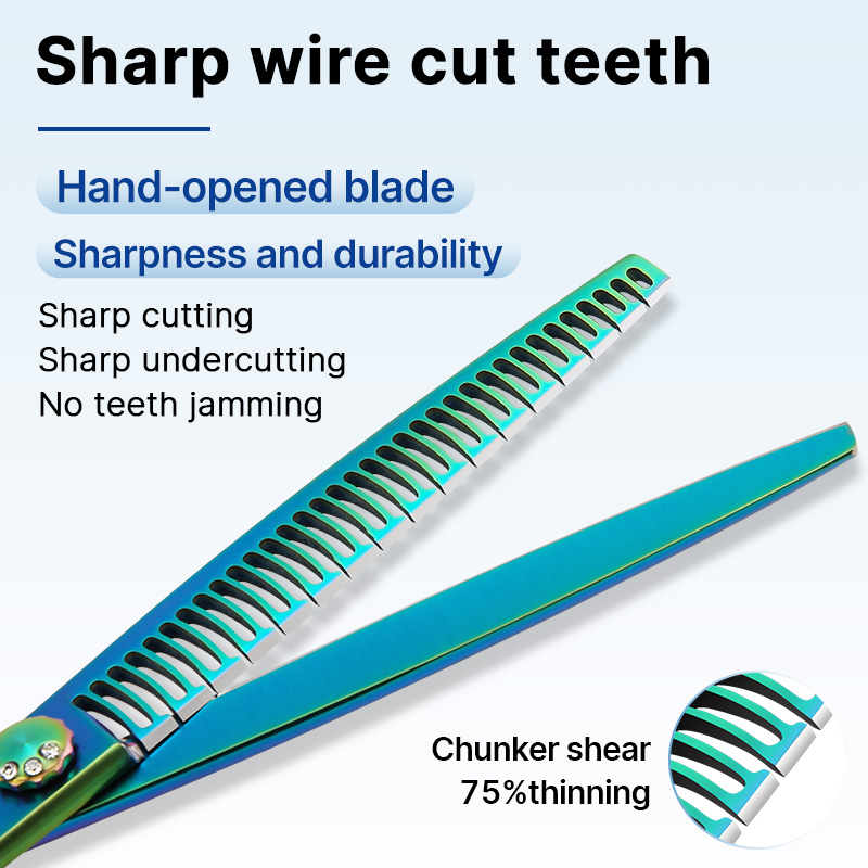 Fenice 7.0/7.5 inch JP440C Green Pet Grooming Scissors Shears Cutting&Curved&Thinner Set Kit for Dog Trimming Tools