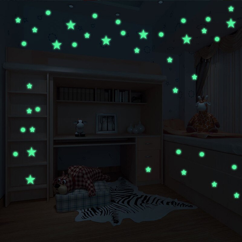 104/407 Stuks Lichtgevende Dots Sterren 3D Muursticker Voor Kinderkamer Woonkamer Slaapkamer Decoratie Decals Glow In The Dark stickers