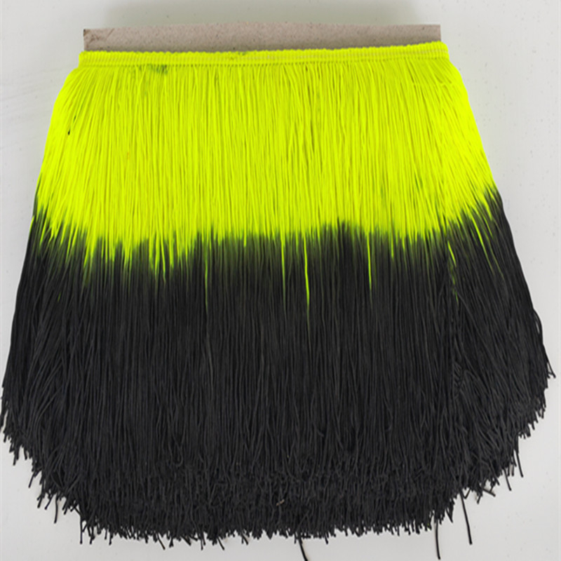 Franges en dentelle jaune de 10Yards/lot, 20cm de large, pour bricolage, robe latine, vêtements de scène, accessoires, ruban de dentelle: 10yards / Yellow black