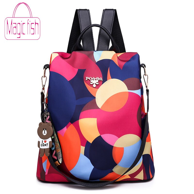 Peixe mágico moda mochila feminina ombro grande capacidade mochila adolescente meninas mochila de escola luz das senhoras mochila de viagem