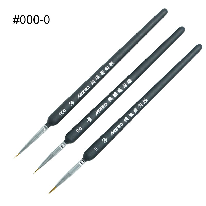 Juego de pinceles de línea de gancho, pinceles de pintura para acuarela, pintura al óleo de acrílico, delineador de dibujo, lápiz pincel para pintar, perfilador de gancho: 3pcs of 000 00 0