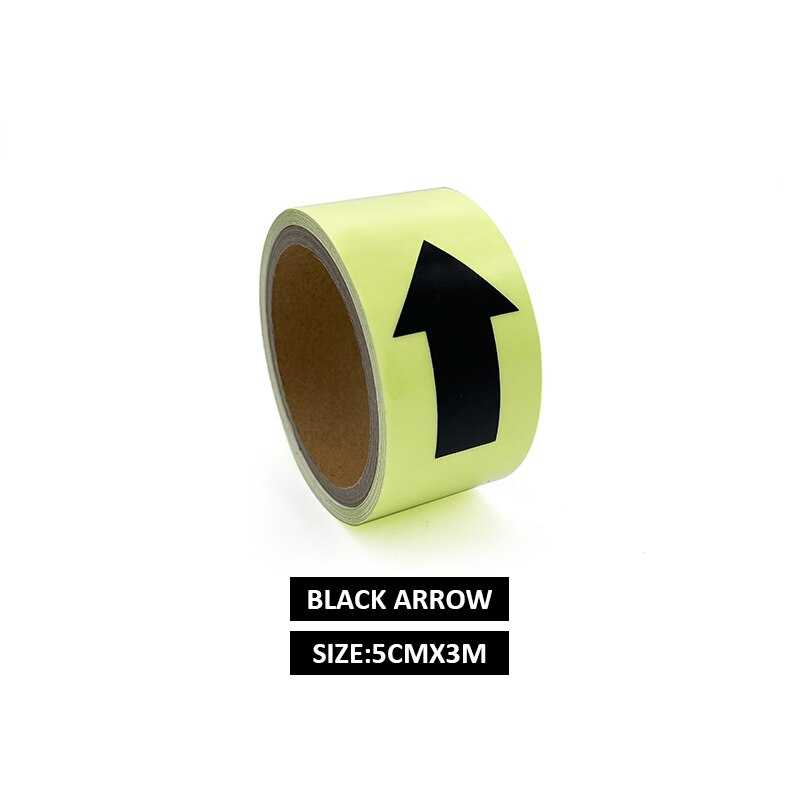 3M Glow Tape Zelfklevende Sticker Verwijderbare Lichtgevende Tape Fluorescerende Glowing Dark Opvallende Waarschuwing Tape: Black Arrow