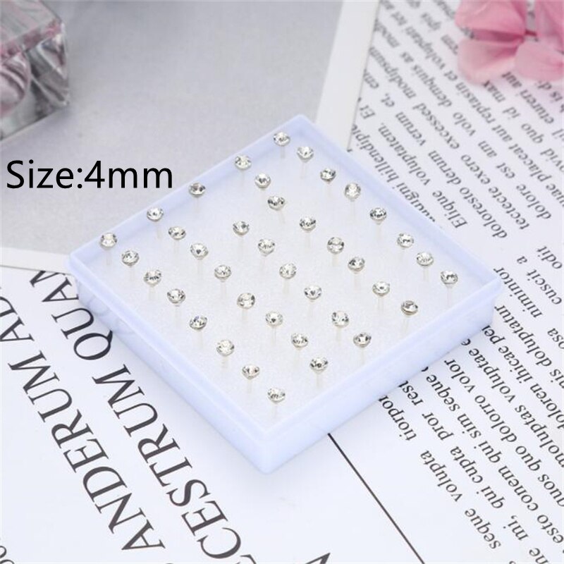 20 Paare 2 3 4 5 6mm Weiß Kristall Zucht Ohrringe einstellen Strass Ohrringe Bausatz Hochzeit Party Denkmal Schild jewlry Für Frauen: Weiß 4mm