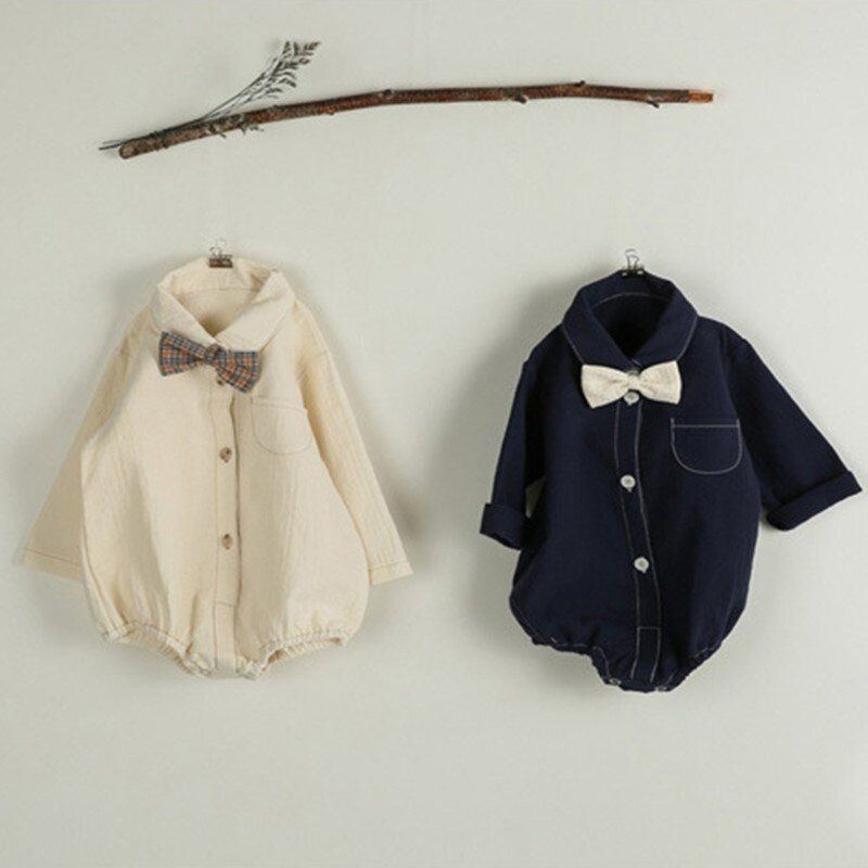 5358 Baby Bodysuit Herfst Comfortabele Gentleman Strikje Een Stuk Kleding 100 Dagen Party Kleding Met Lange Mouwen Voor Jongens meisjes