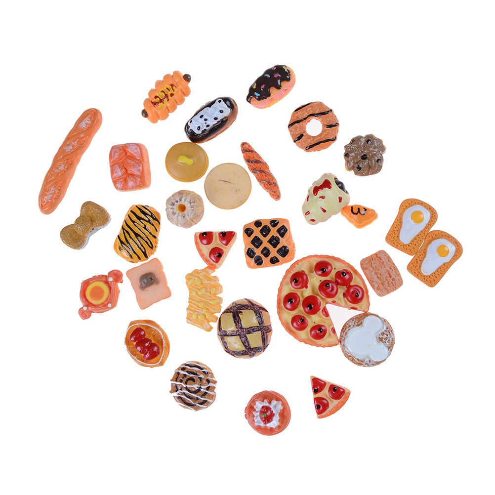 Cute Mini Play Toy Fruit Food Cake Candy Fruit Hamburg Biscuit Donuts Miniature For Dolls Accessories Kitchen Play Toys: E 10Pcs