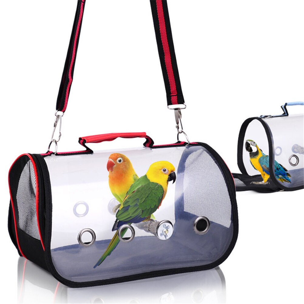 Bird Cage Transparent Portable Lightweight Parrots Outdoor Travel Easy Cleaning Airy Space Capsule Birds Carrier Shoulder Bag