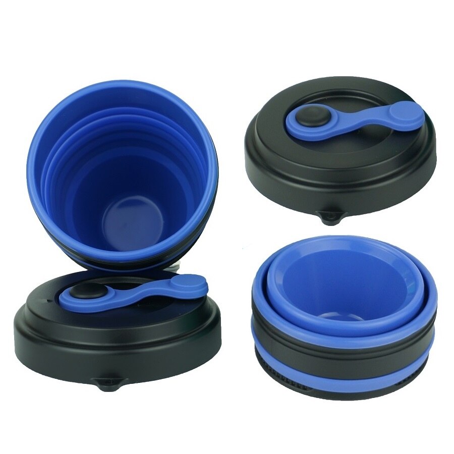 450Ml Opvouwbare Siliconen Cup Mokken Inklapbare Silica Koffie Cup Met Stro Deksels Draagbare Siliconen Telescopische Drinken Reizen Zwart