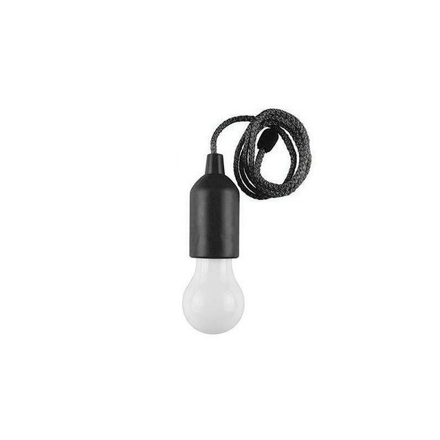 Batteridrevet ledet Hengelampe med Snortrekk - Bærbar ledet Lampe til camping, Hjem, Garasje, Telt: Svart