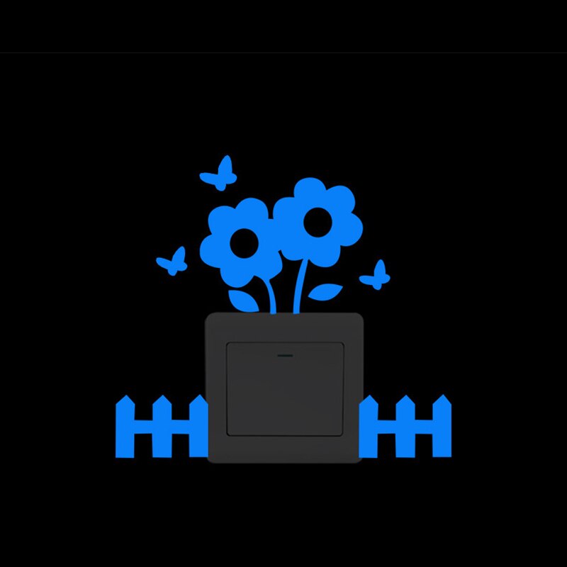 Suchme 2pcs/lot Blue Luminous Light Switch Decals Adorbale Cat Pet Animal Wall Stickers Kids Bedroom Decoration Art Mural Paste