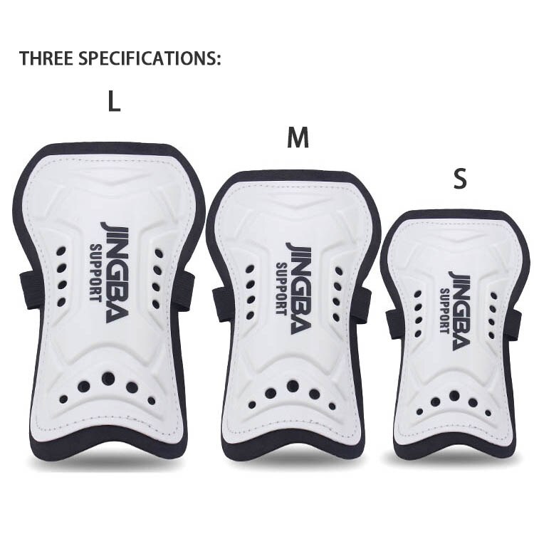 JINGBA SUPPORT Child/Adult soccer shin guards protege tibia football adultes shin protector adult football pads espinilleras de: White / L(9.5cmx20cm)