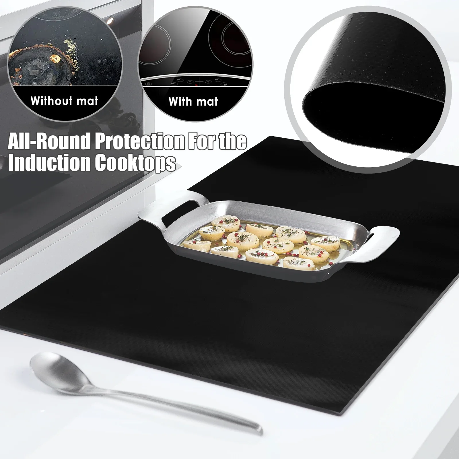 Induction Hob Protector Mat Large Silicone Induction Cooktop Scratch Cover Thickened Nonstick Heat Resistant Countertop Mat