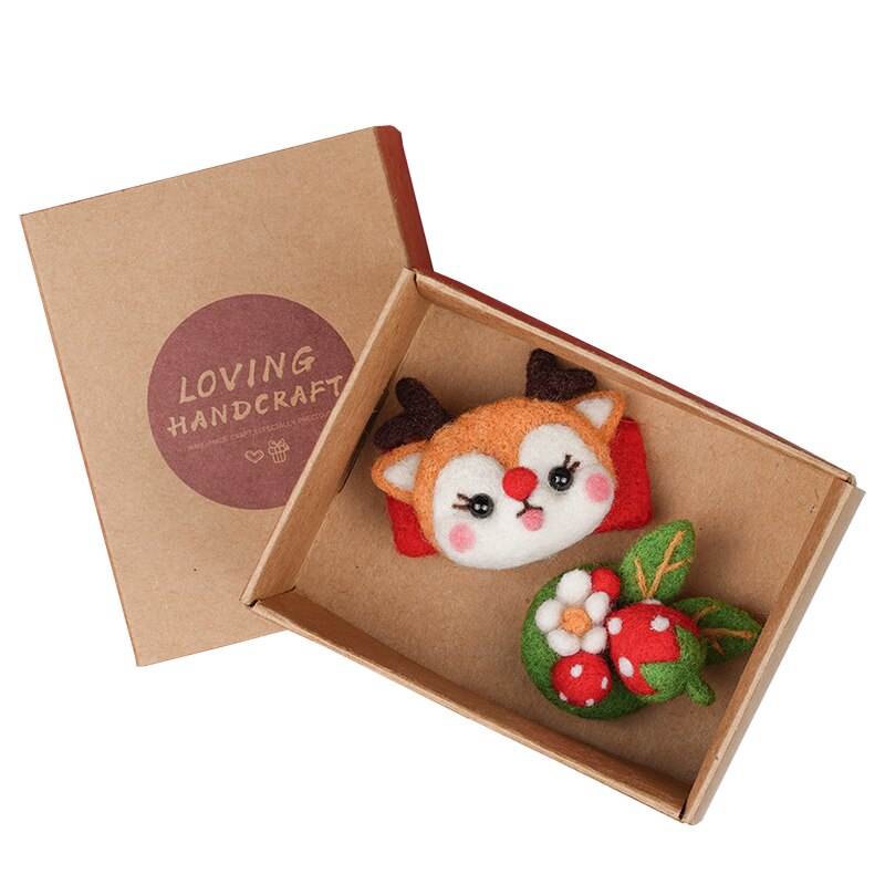 Horquilla de fieltro de lana para niños y niñas, accesorios creativos para el cabello, decoración de fieltro de lana para Navidad y Año , DIY: Type4