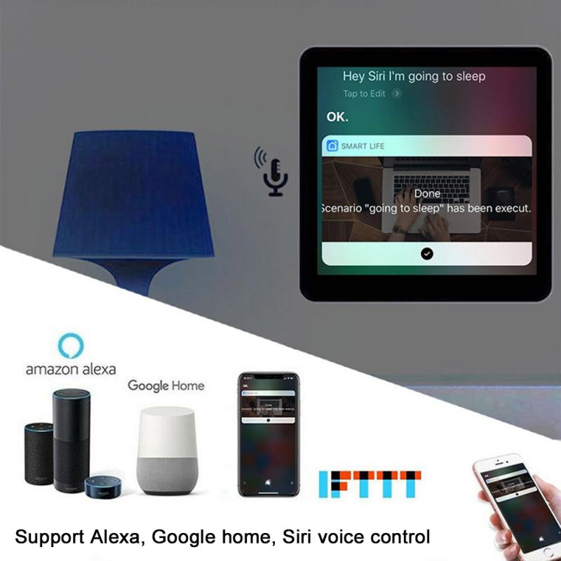 Graffiti Smart Switch Home Alexa Speaker Voice Control WiFi Remote Control Wall Touch Panel Switch EU Plug 1 2 3 Gang Home Light