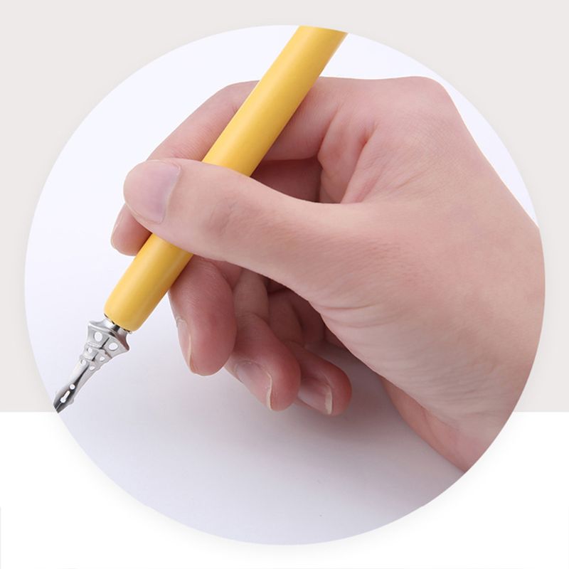 Wooden Manga Comic English Calligraphy Fountain Dip Pen with 6 Nibs Kit for Lettering Sketching Drawing