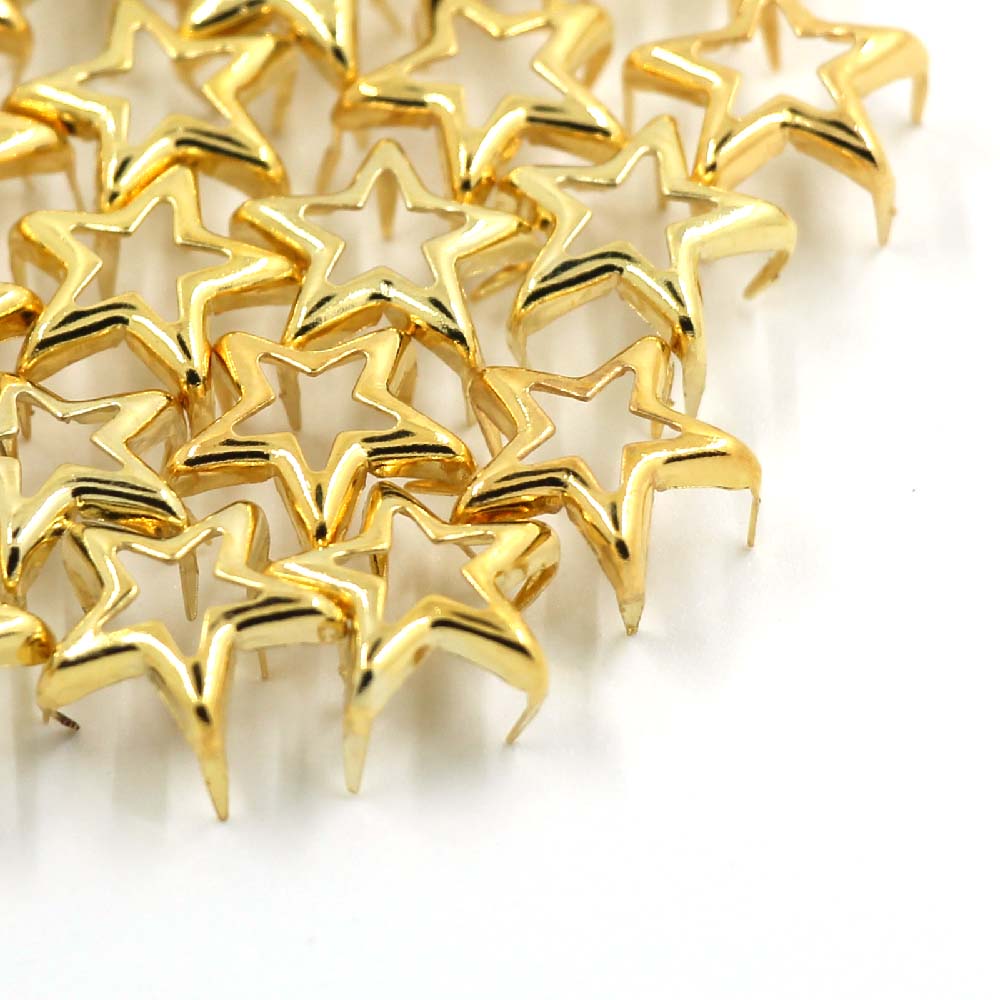 100Stck Stern bilden Gold Krallen Nieten Metall Hohl Nieten Für Punk Leder Spikes Für Kleidung Zubehör Für Taschen DIY leathercraft