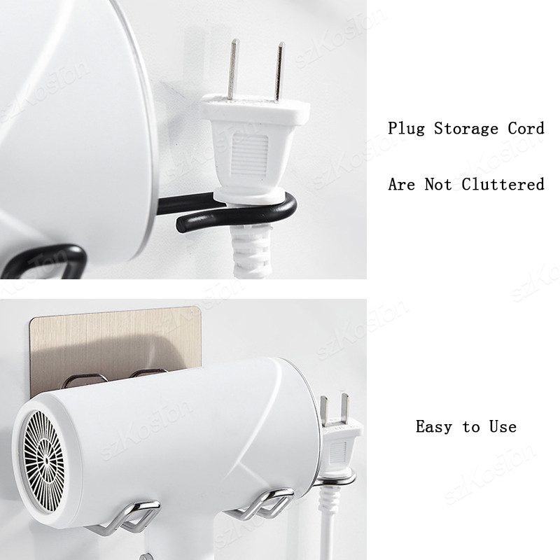 Soporte para secador de pelo, soporte para secador de pelo montado en la pared, accesorios de baño, estante de almacenamiento autoadhesivo para el hogar, accesorios de baño